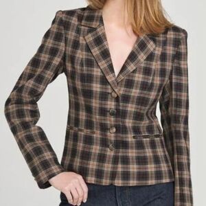Wayf Black Darby Plaid Blazer